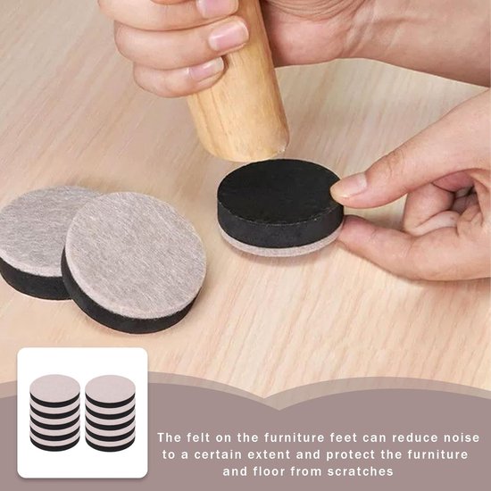 Pack of 10 Zelfklevende Furniture Riser met Viltbasis - Voet Tafelverhoger 6.5 cm Rond - Vilt Sofa Poten Verhogen - Meubel Booster voor Tafel - Stoel - Bank - Bed - Kast van Merkloos	 — afbeelding 5