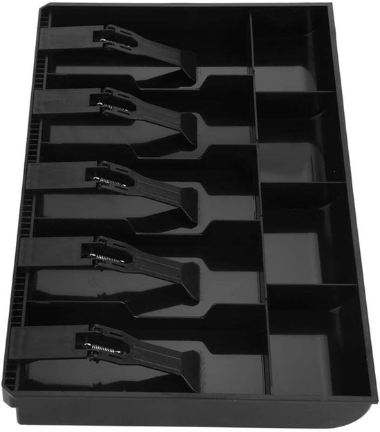 Cash drawer, 40.5 x 24.5 x 3.5 cm, money organiser, cash drawer, 9 compartments with 5 banknotes and 4 coins, removable cash drawer for point of sale system (black) van Merkloos	 — afbeelding 5