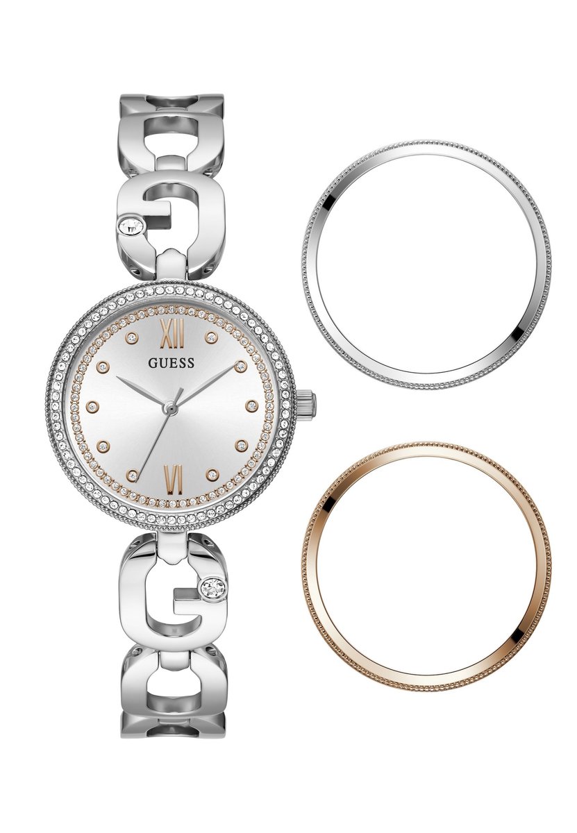 Guess Empower Quartz Analog Zilver Toon Case: 100% Recycled Steel | Armband: 100% Recycled Steel 30 mm GW0693L1