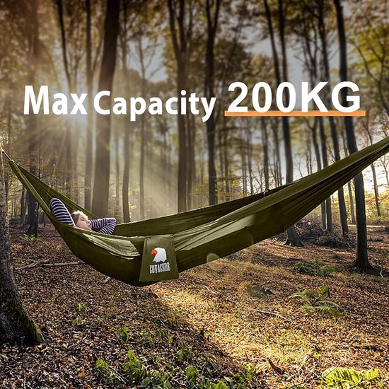 COVACURE Hangmat, Outdoor Hangmat met Muskietennet Ultralight Ademend, Sneldrogend Parachute Nylon Camping Hangmat voor Trekking, Reizen, Strand, Tuin - 350 KG capaciteit (Zwart