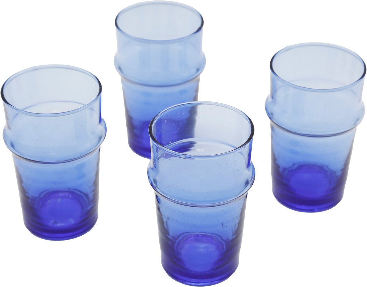 Casa Moro Glazenset – koffie thee cappuccino espresso macchiato, theeglazen & dessert - set van 4 blauw zie afbeeldingen en beschrijving
