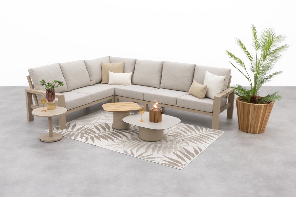 Van der Garde Tuinmeubelen Verano/Demi loungeset (6-delig) - Latte Zand/Hout kleur/Beige/Latte