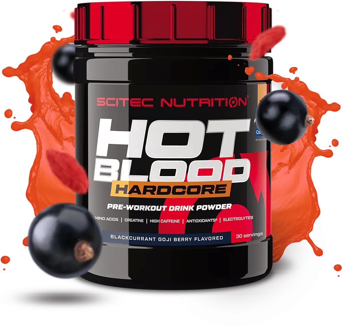 Scitec Nutrition® - Hot Blood Hardcore (375 gram - Blackcurrant/Goji Berry) - Cassis/Goji - 30 doseringen - krachtige pre workout formule - poeder - pre-workout