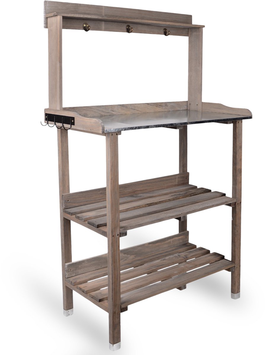 UNUS® Oppottafel met verzinkt werkblad 78x36x131 cm grijs