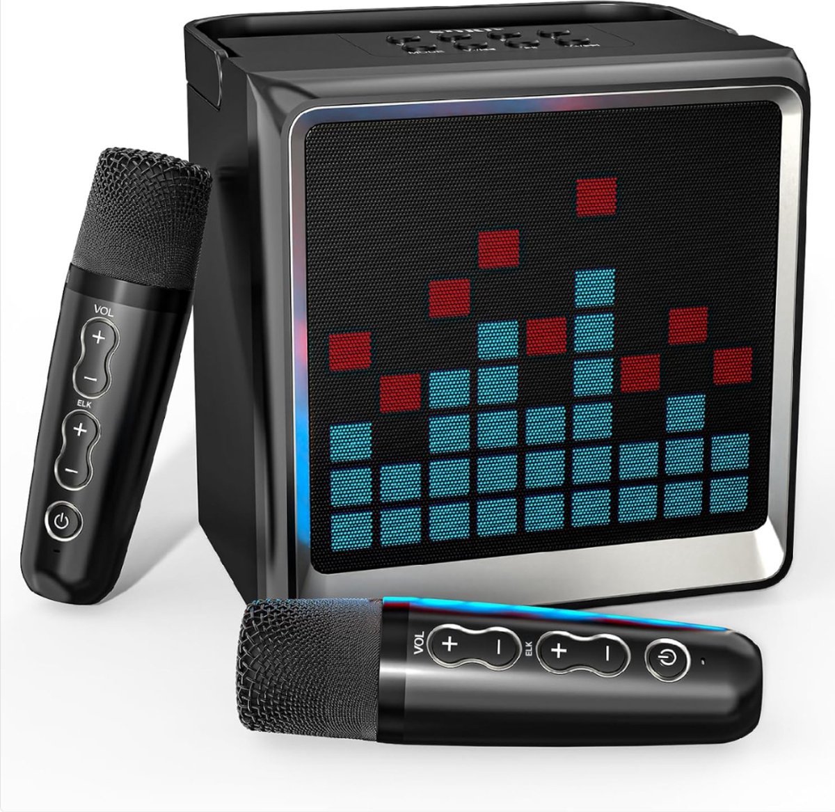 Thuys – Karaoke Set – Voor Volwassenen – Bluetooth Luidsprekerbox – Met 2 Draadloze Microfoons