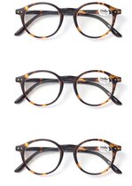 MyReadingGlasses.nl - Croon - lunettes de lecture - lunettes de lecture avec correction - Femme - Homme - SET - Rondes 3 - pièces - couleur - Havana tree - Avec correction +0,50