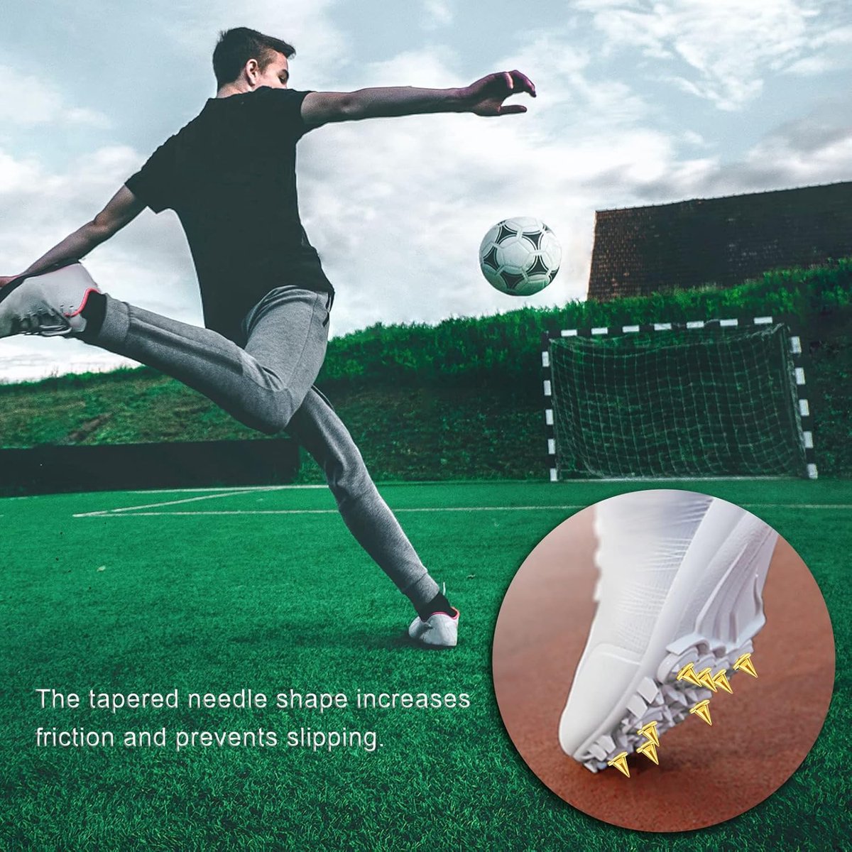 50 Stuks 1/4 Inch Vervanging Track Spike Pins met Spiessleutel, Stevig Staal Crosscountry Spikes Piramide Spikes voor Schoenen Sportschoenen Verspringen Hardlopen Joggen Wandelen (Goud en zilver
