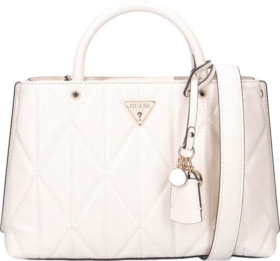 GUESS sac à main sac à épaule bandoulière Aldina Girlfriend Satchel Cream White écru