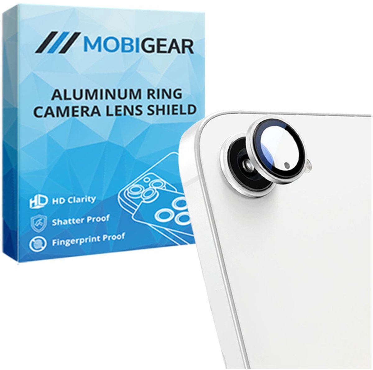 Mobigear Screenprotector geschikt voor Apple iPhone 16e Glazen | Mobigear Single Camera Lens Protector - Case Friendly - Zilver