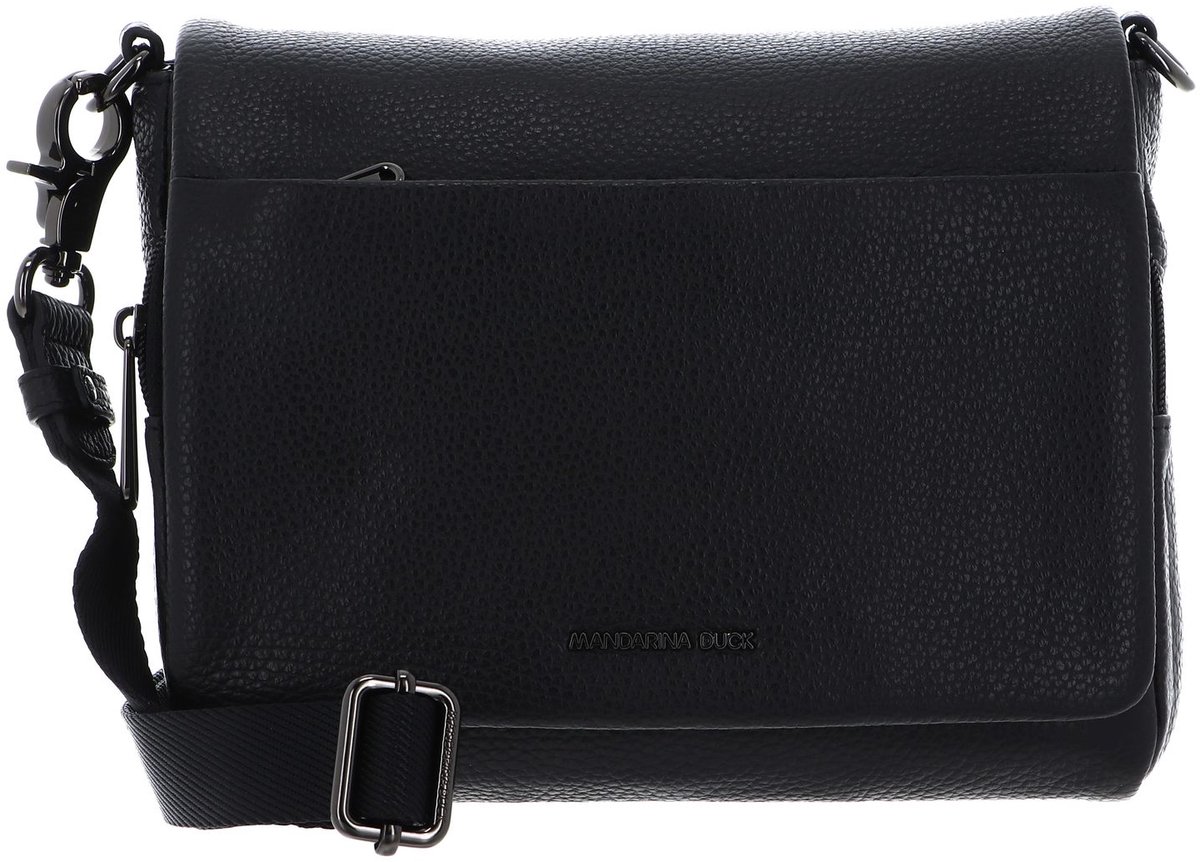 MANDARINA DUCK Leren schoudertas Mellow Leather Crossover Bag Nero zwart