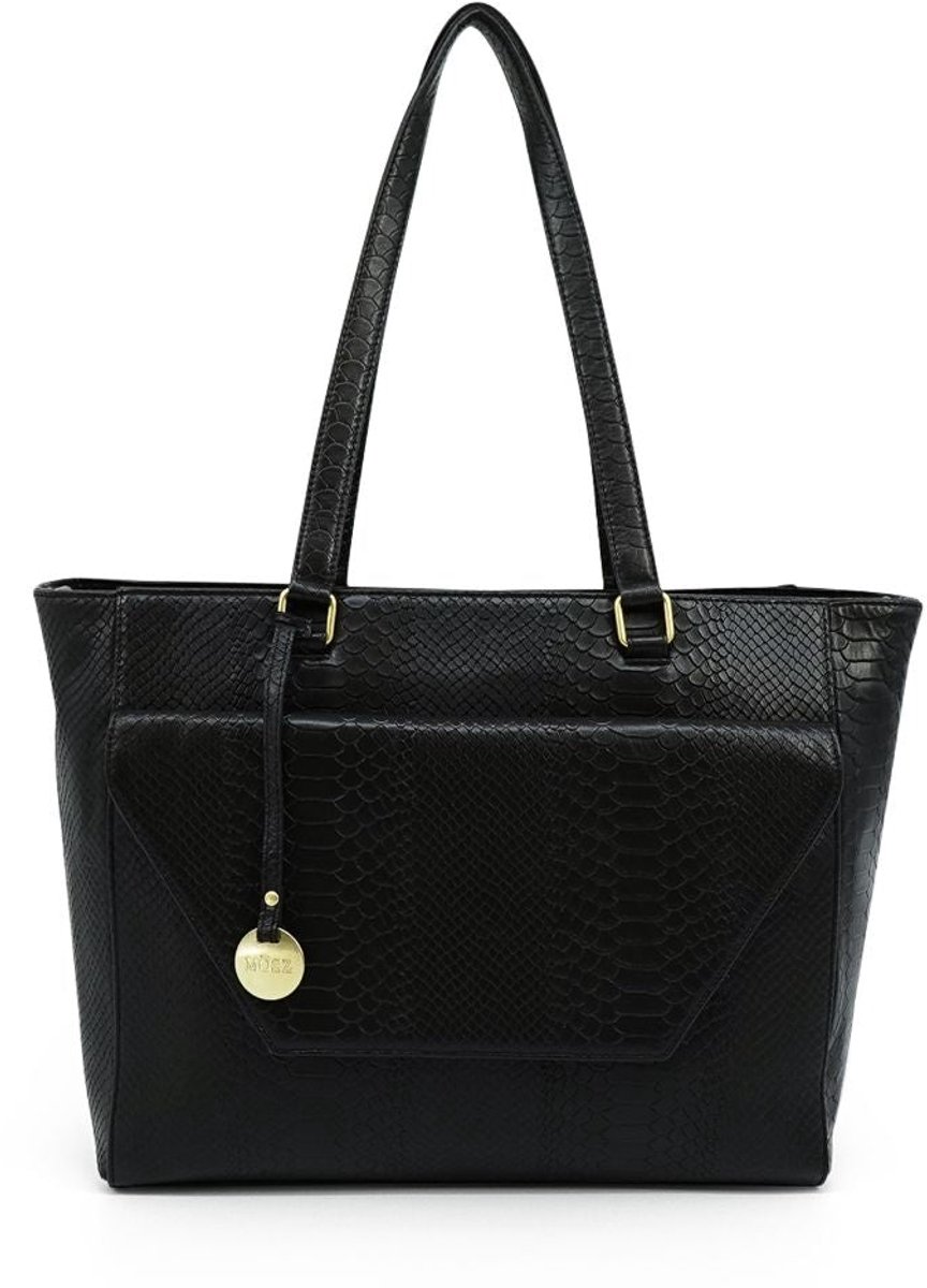 MŌSZ Leren laptoptas dames 15.6 inch - zwart slangenprint : Werktas / aktetas