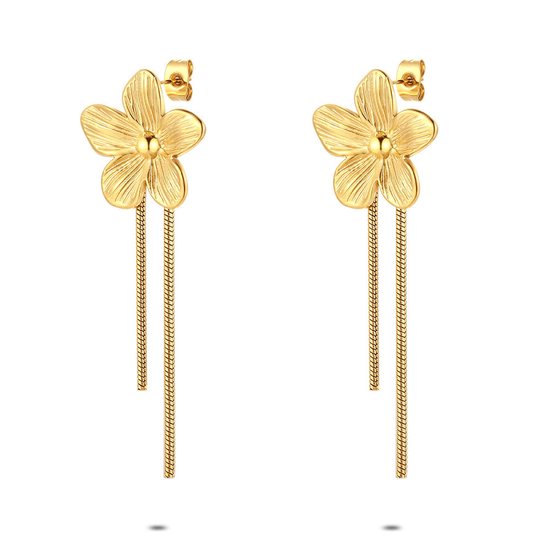 Boucles d'oreilles Twice As Nice en acier inoxydable doré, fleur