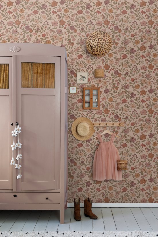 Papier peint ESTAhome fleurs rose terracotta - 53 cm x 10,05 m - 131321