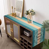 Tafelloper Moderne Woonkamer 33 x 183 cm Groene Tafelloper Linnen Groen Blauw Bruin Strepen Tafelloper Boerderij Rustiek Retro Tafelloper voor Eettafel Feest Bruiloft Keuken Decoratie