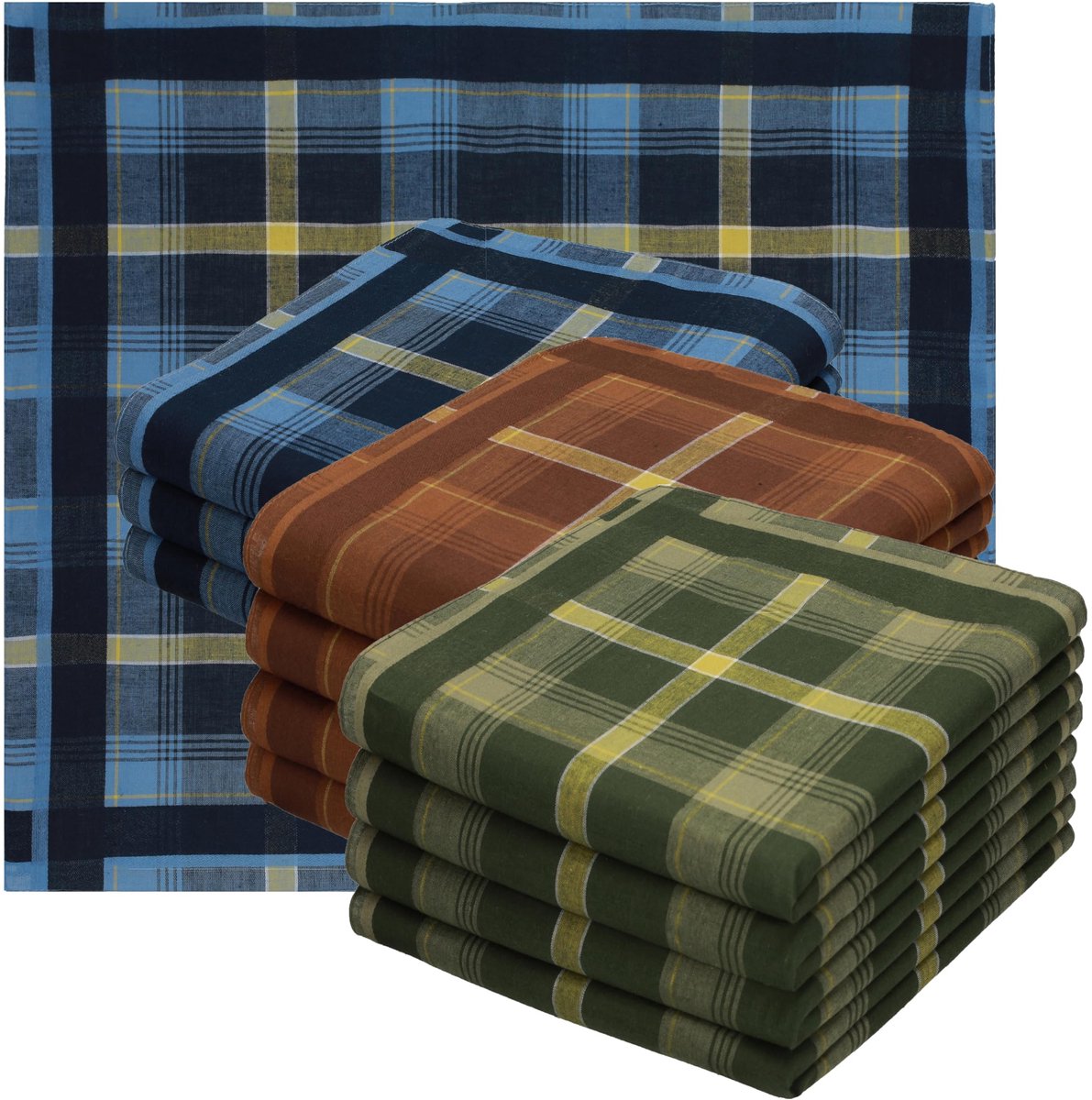 Ibenzoa® Set van 12 Luxe Stoffen Zakdoeken voor Heren en Dames van 100% Katoen, 40x40 cm