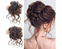 Allecto Plus - Volumineus Krullend Haarstukje in Donkerbruin - Haarelastiek - Synthetisch - Dames en Meisjes - Volume Clip Bun - Krullend Haar - Haaraccessoire