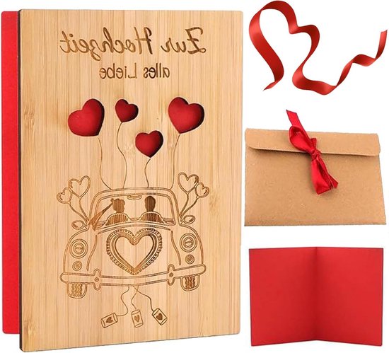 Lovepop Love Explosion 3D pop-up kaart liefdeskaart voor verjaardag, liefde, trouwdag, Moederdag, Valentijnsdag, jubileum | verborgen vak voor geld en vouchers | incl. envelop | uittrekbare notitie