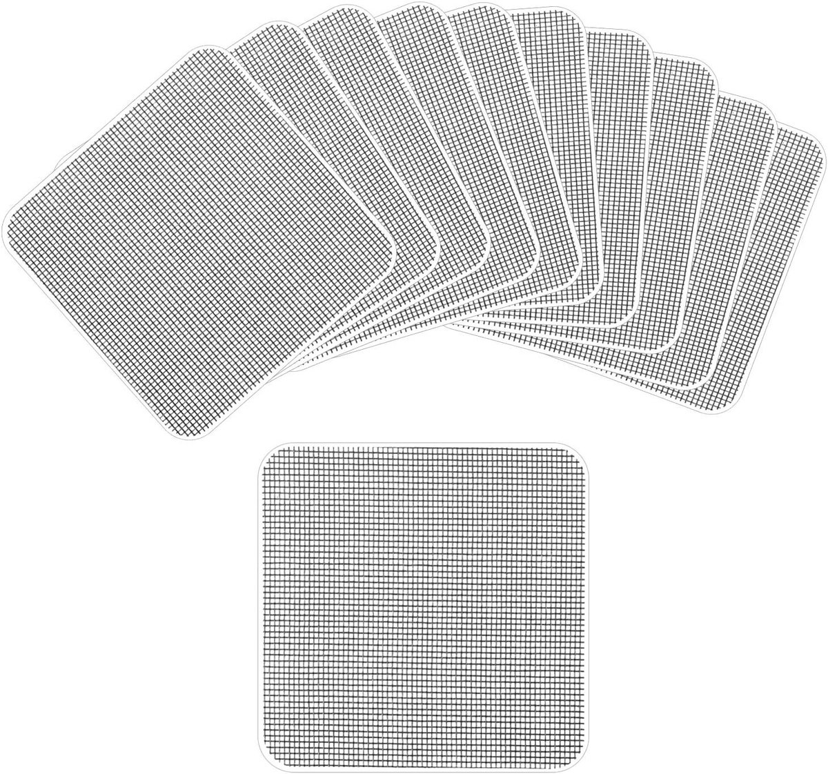 Allecto Plus - 10 Zelfklevende Venster Scherm Reparatie Patches 10x10cm - Venster Mesh Reparatie Tape voor Repareren van Windows Deuren Tenten - Duurzame Reparatie Netten - Handige Set van 10 Stuks
