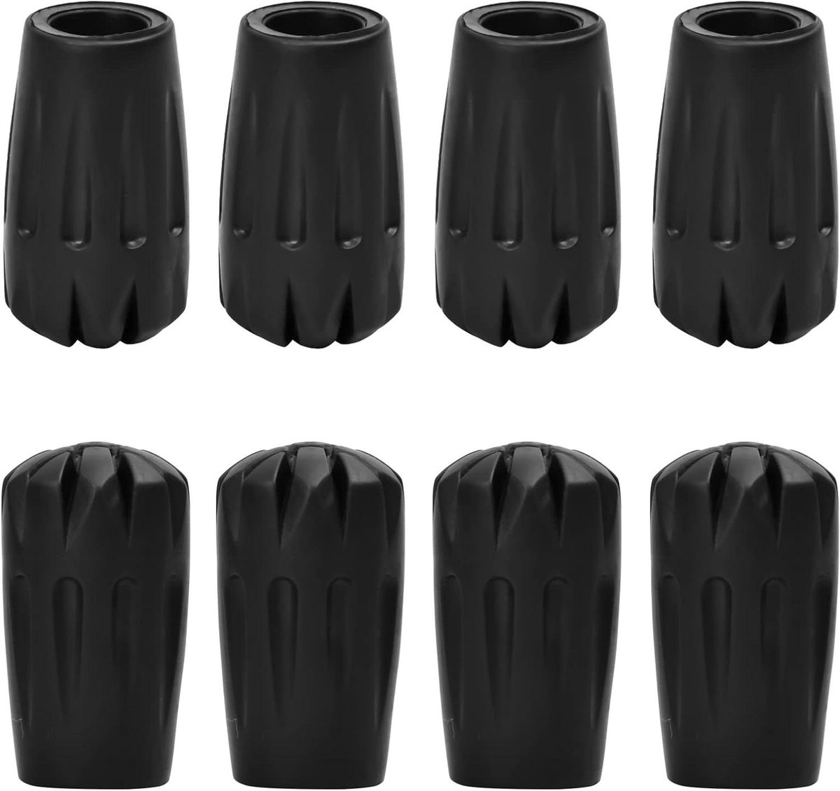 Allecto Plus - Nordic Walking accessoires | Rubberen buffers voor trekkingstokken | Set van 4 paar | Antislip | Diameter 11 mm | Zwart
