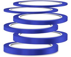 Allecto Plus - Universeel afplakband set van 6 rollen voor schilderwerk en decoratie - Washi-tape voor schilderscrap en knutselen - Zelfklevend crêpeband - Verschillende breedtes - 20 meter per rol
