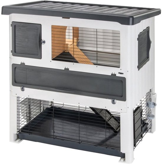 Ferplast Konijnenhok Grand Lodge 140 Plus - Dierenverblijf - 134x73x117 cm Grijs