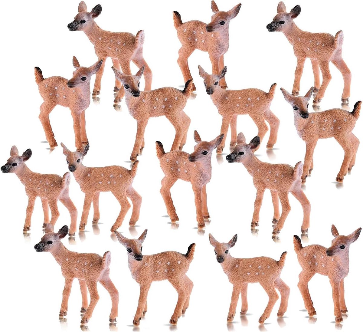 Inovra Plus - Set van 15 bosdieren figuurtjes van kunststof wilde dieren miniatuur rendier decoratie voor Kerst en themafeestjes
