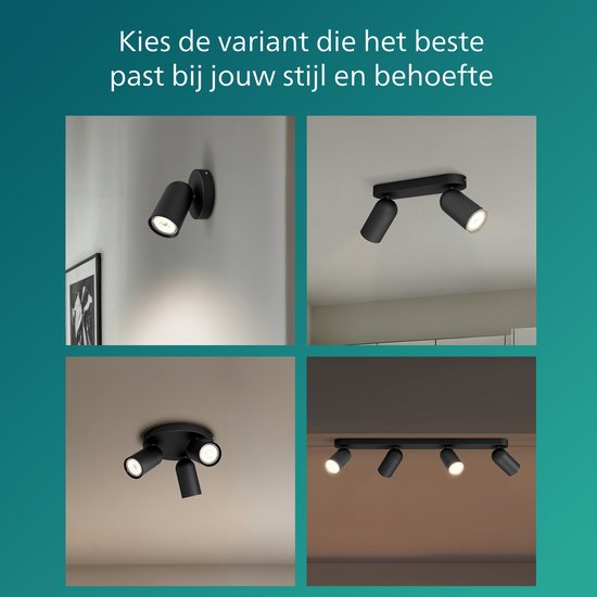 Philips MyLiving GU10 Spots – 3er-Set, Schwarz, Metall, Dreh- Und Neigbar, Für Akzentbeleuchtung