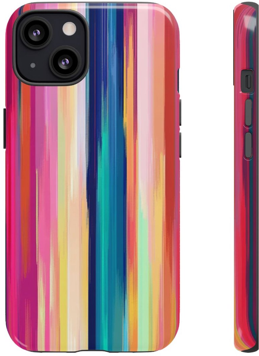 Levendige Verticale Strepen Abstracte Kunst – Telefoonhoesje Geschikt voor iPhone 13