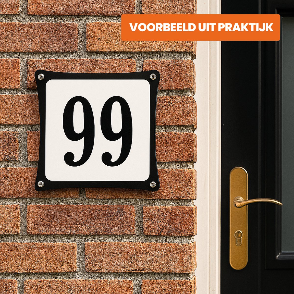 Decoporta Huisnummerbord Emaille-Look - Nummer 84 - Standaard - 10 x 10 cm | incl. schroeven