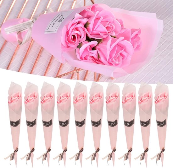 10Pcs Rose Petal Soap Bath Soap Rose Flower Soap Flowers Scented Soap Flower Bouquet Box for Cafe Decoration Holiday Gift — afbeelding 5