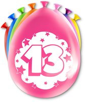 LUQ – Latex Ballonnen Happy Party 13 Jaar – 8 Stuks – Veelkleurig – Verjaardag Decor – Feest Versiering – Helium Ready