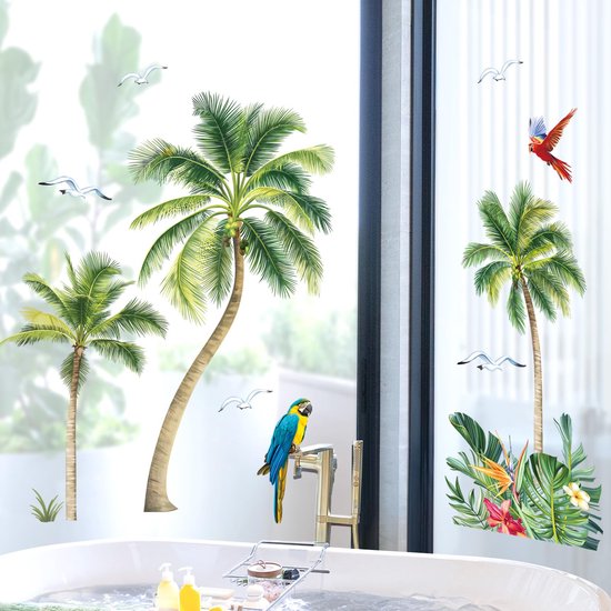 decalmile Raamafbeeldingen lente zomer Highland koe raamstickers boerderij dieren raam stickers bloemen vlinder anti-botsing raamstickers glas raamdecoratie stickers