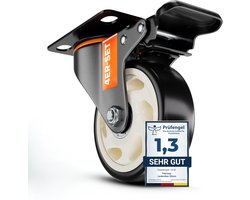 PEARWAY™ Heavy-Duty wielen 100 mm - Laadvermogen tot 600 kg (4x remmen) - Extra stil en duurzaam - Zwenkwielen voor werkplaats, meubels en buiten - Meubelwielen - Transportwielen Heavy-Duty - Wielen Heavy-Duty