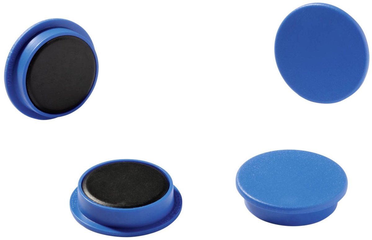 Duurzame magneten (15 mm, 75 stuks) blauw, 8 stuks, voor prikborden, koelkasten, etc., 470106