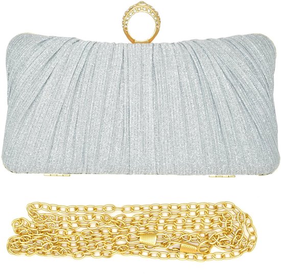 OSDUE Strass Crossbody Tas, Dames Zilveren Clutch, Sprankelende Strass Portemonnees, Avond Handtas Portemonnee, Een Maat Cocktail Bruiloft Verlovings Tas Portemonnee Voor Partij Bruids Nacht Tas