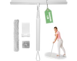 LORESJOY Douchewisser Verstelbaar 25-120cm, Douchewisserset met houder, Siliconen wisser voor douche, Douche badkamer raamwisser voor douche, badkamer, spiegel, raam (wit)