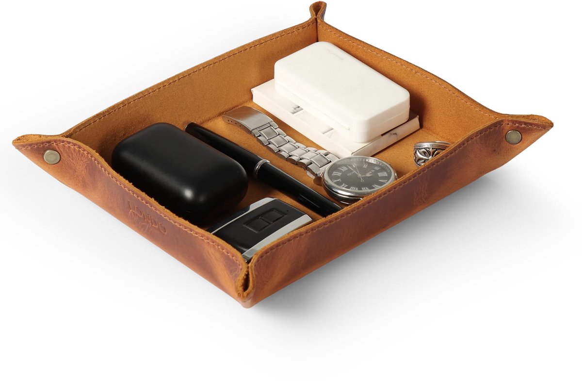 Londo Echt Lederen Zak Leeg - Vide Poche - Leren Lade Organizer, Praktische Opbergdoos - voor Portemonnees, Horloges, Sleutels, Munten, Mobiele Telefoons en Kantoorbenodigdheden