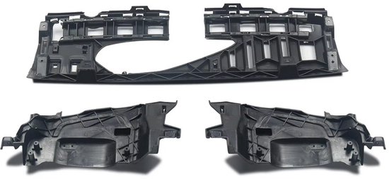 Zwarte montagebeugels voor een auto diffusor, bestaande uit een lang en twee korte delen.
