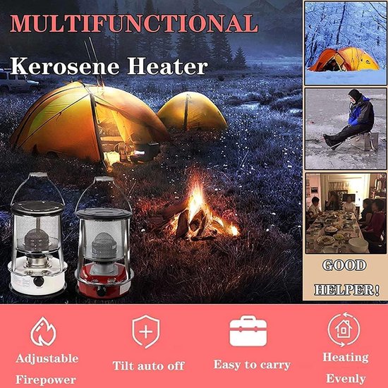 RFWR® Draagbare 4.6L Petroleum Kachel voor Binnen en Buiten - Efficiënte en Veilige Verwarming voor Kamperen, Koken en Terras — afbeelding 2