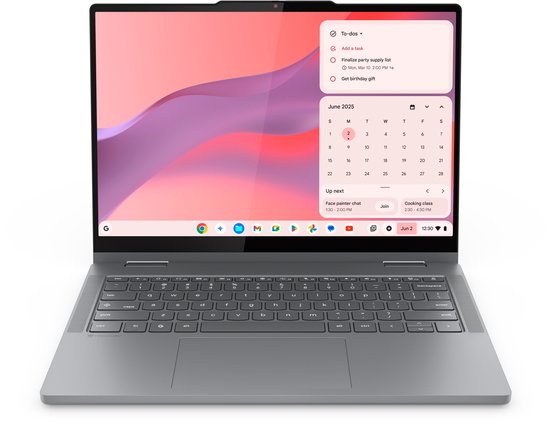 Lenovo Chrome 2in1 14IRU10 Intel Core 5 120U Chromebook 35,6 cm (14") Touchscreen WUXGA 8 GB LPDDR5-SDRAM 128 GB UFS Wi-Fi 6E (802.11ax) ChromeOS Engels Grijs - Lenovo - Hoofdafbeelding