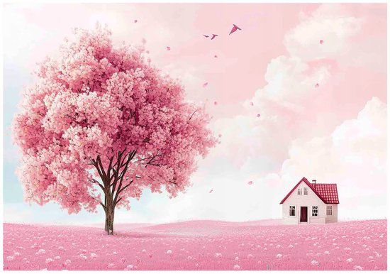 WALLARENA - Fotobehang - 200x140 cm - fotobehang voor meisjes met een boom voor de kinderkamer