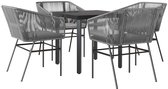 vidaXL - Ensemble de jardin 5 pièces - avec coussins - Poly rotin - Verre - Gris