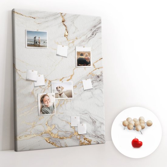 Aitakatta Kurkbord prikbord, wit frame kurkplanken voor muren met vilt, decoratief hangend prikbord voor thuis, school, kantoor, vision board, 35 x 38 cm, wit, 1 stuk