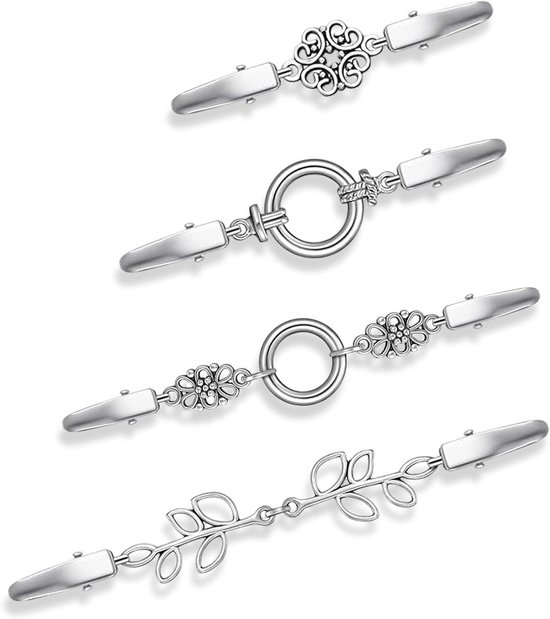 Foto: Allecto plus set van 4 vintage cardigan clips dames en meisjes truiclips en sjaalclips geschikt voor dameskleding overhemden sjaals jassen 4 stijlen e n maat