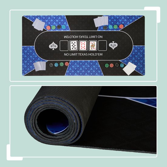 Tapis De Poker 180x90 Cm – Relaxdays – Antidérapant, Résistant à L’eau – Étui Inclus – Vert