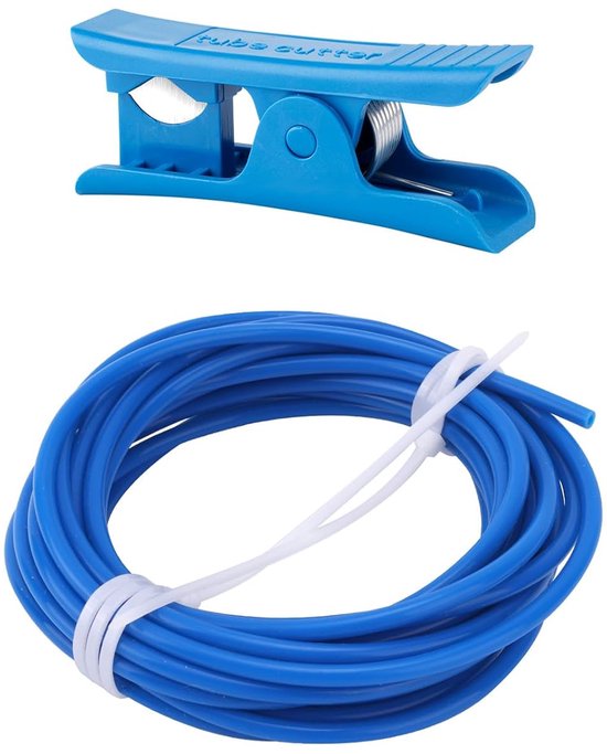 PTFE Slang met Cutter - 10m PTFE Teflon Slang ID 2.5mm OD 4mm - 3D Printer PTFE Slang met Blauwe Cutter voor Bambu Lab A1/A1 Mini/P1P/P1S/X1C Creality K1/K1 Max Ender 3 V3(Blauw)