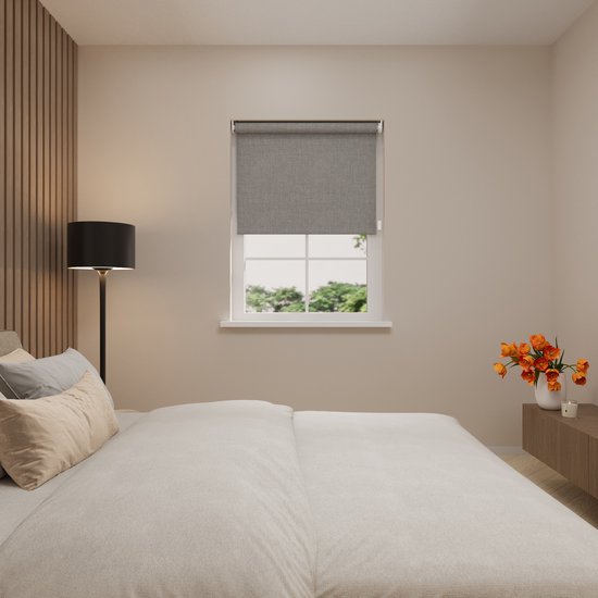 Store enrouleur électrique Easy Texture - Occultant - Gris Clair - 180 x 190 cm - CMD-02-P