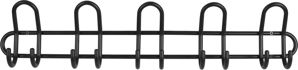 HOME It kapstok met 5 haken Ø10 mm x 67×6,5 x 13 cm zwart