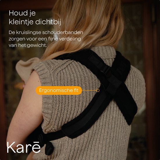 Karē Draagzak - Premium Baby Carrier - Ergonomisch en comfortabel - Buikdrager, Heup en Rug - Babydrager vanaf Geboorte - ook voor Peuter - Recycled Katoen - Unisex - Voor Mama en Papa / Zwart van $ — afbeelding 3