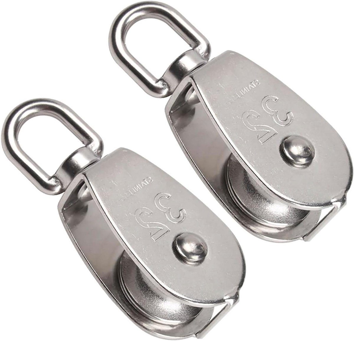RVS Katrol Set - 32 mm - 2 stuks - Blokkabelrol voor Touwen - Draagkracht 250 kg - Tuin en Klussen
